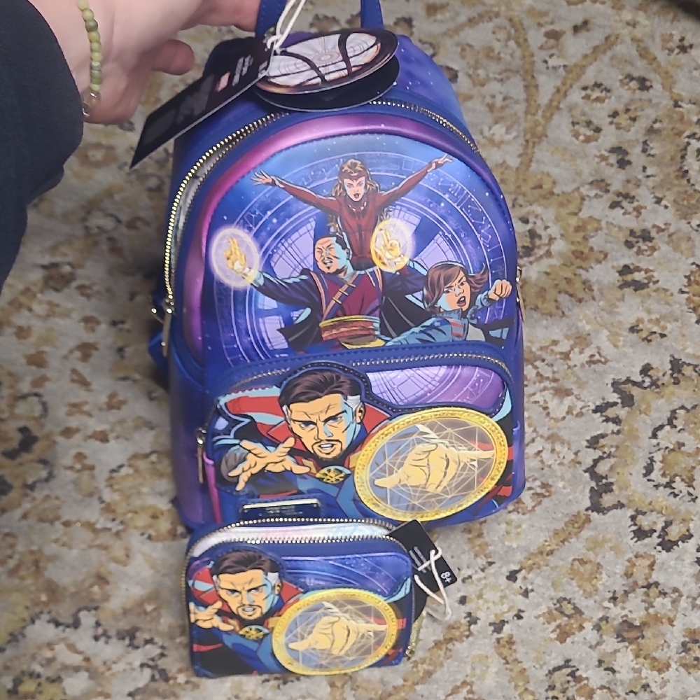 Doctor Strange Marvel Loungefly backpack and wallet